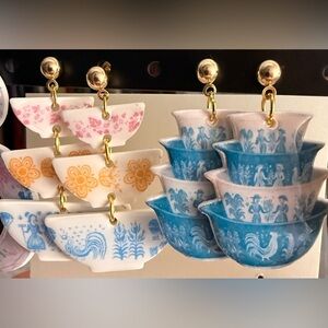 Colorful Pyrex Bowl Earrings  Polymer Clay and Resin Handmade